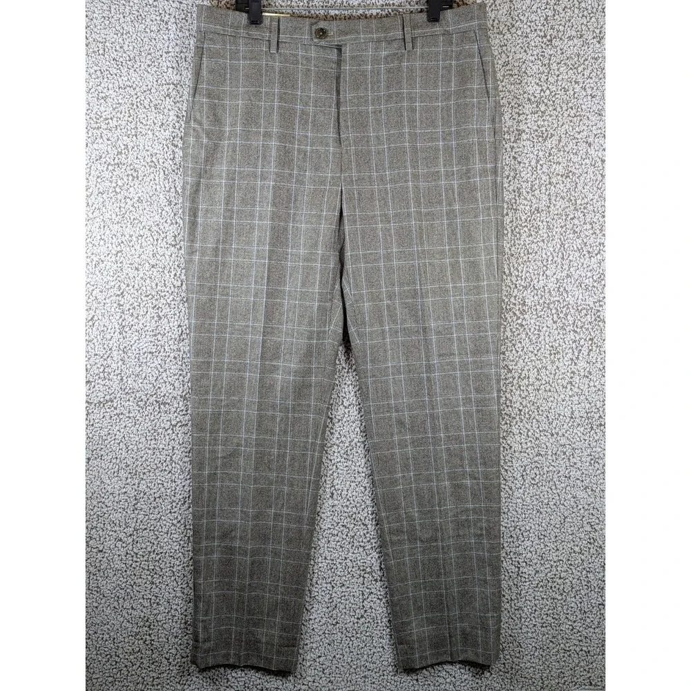 Banana Republic Tailored Slim Fit Pants‎ Men's 36R Flannel 120's Plaid Golf NWT